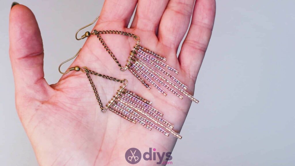 Diy seed bead fringe earrings step 8