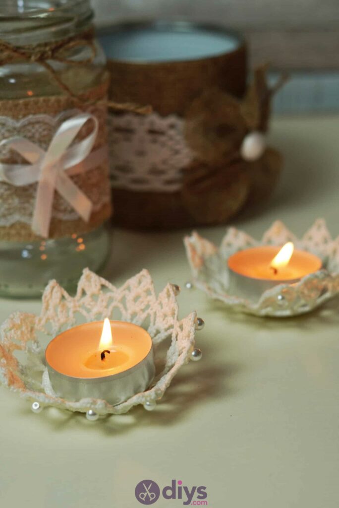 diy candle holders lace