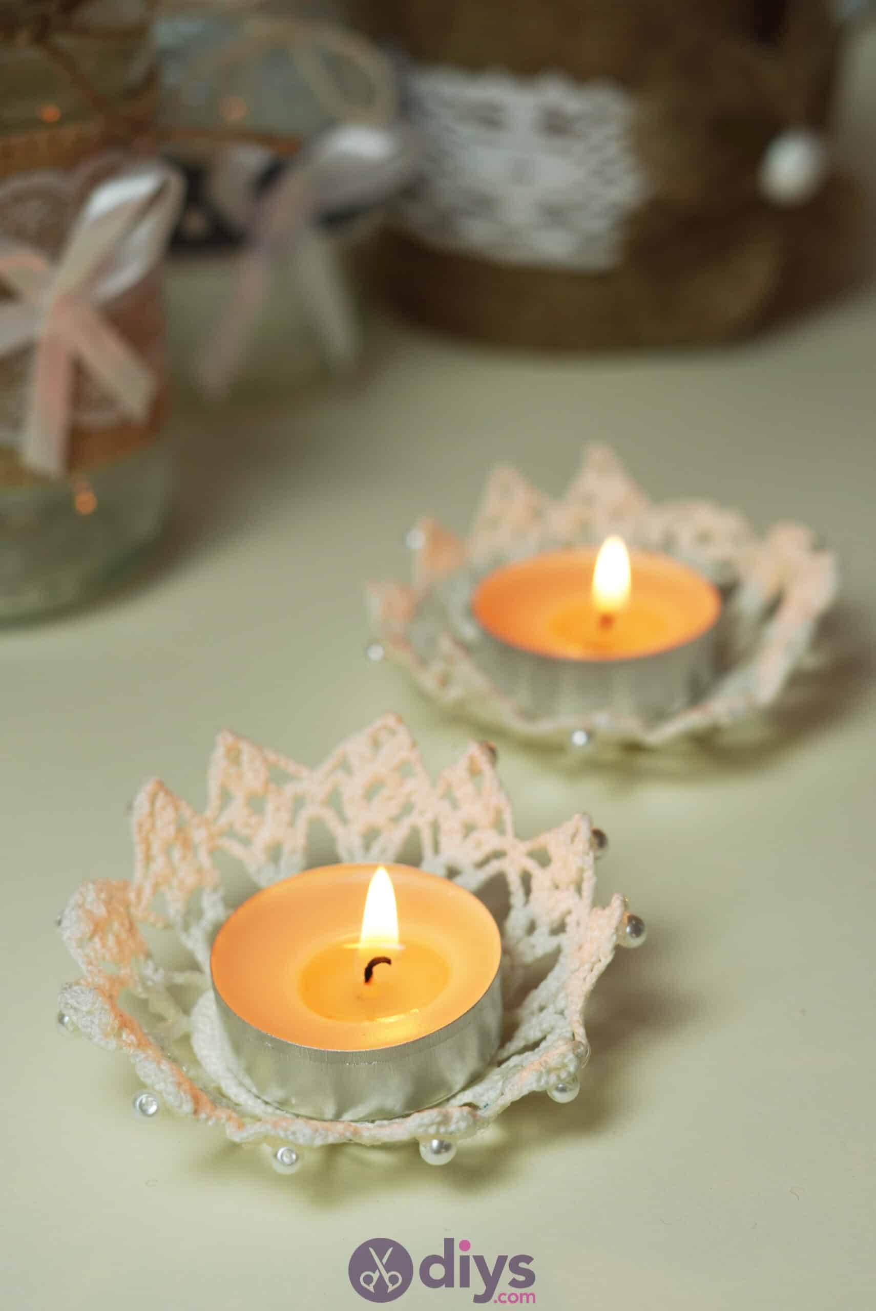 Lace candle holder diy project