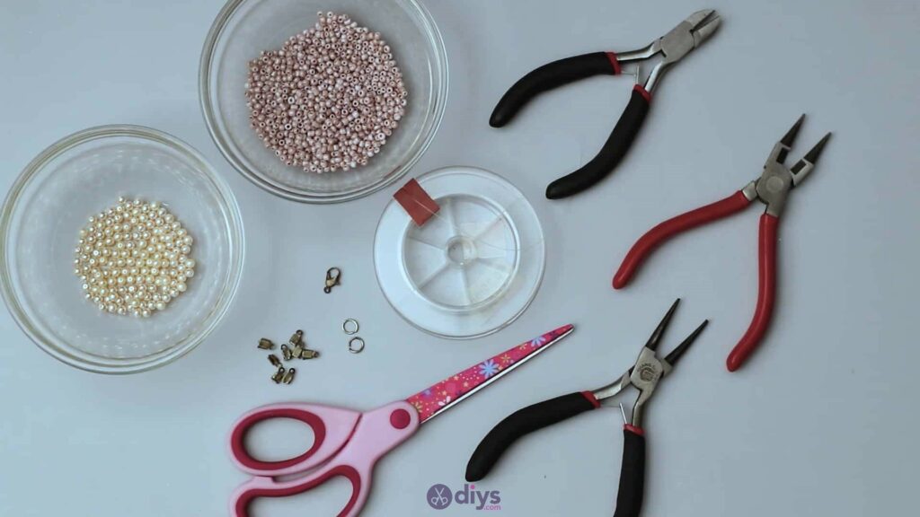Seed bead multi strand necklace step 1