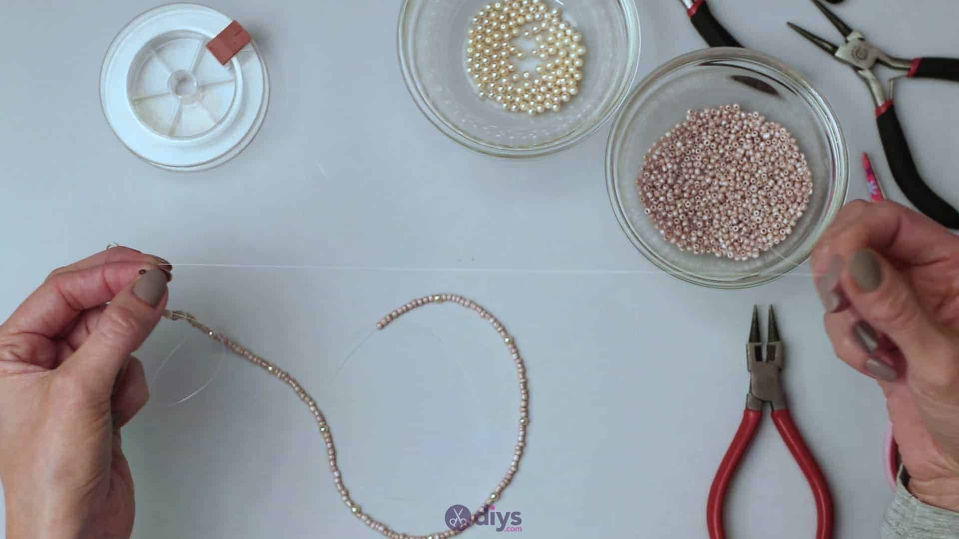 Seed bead multi strand necklace step 3d