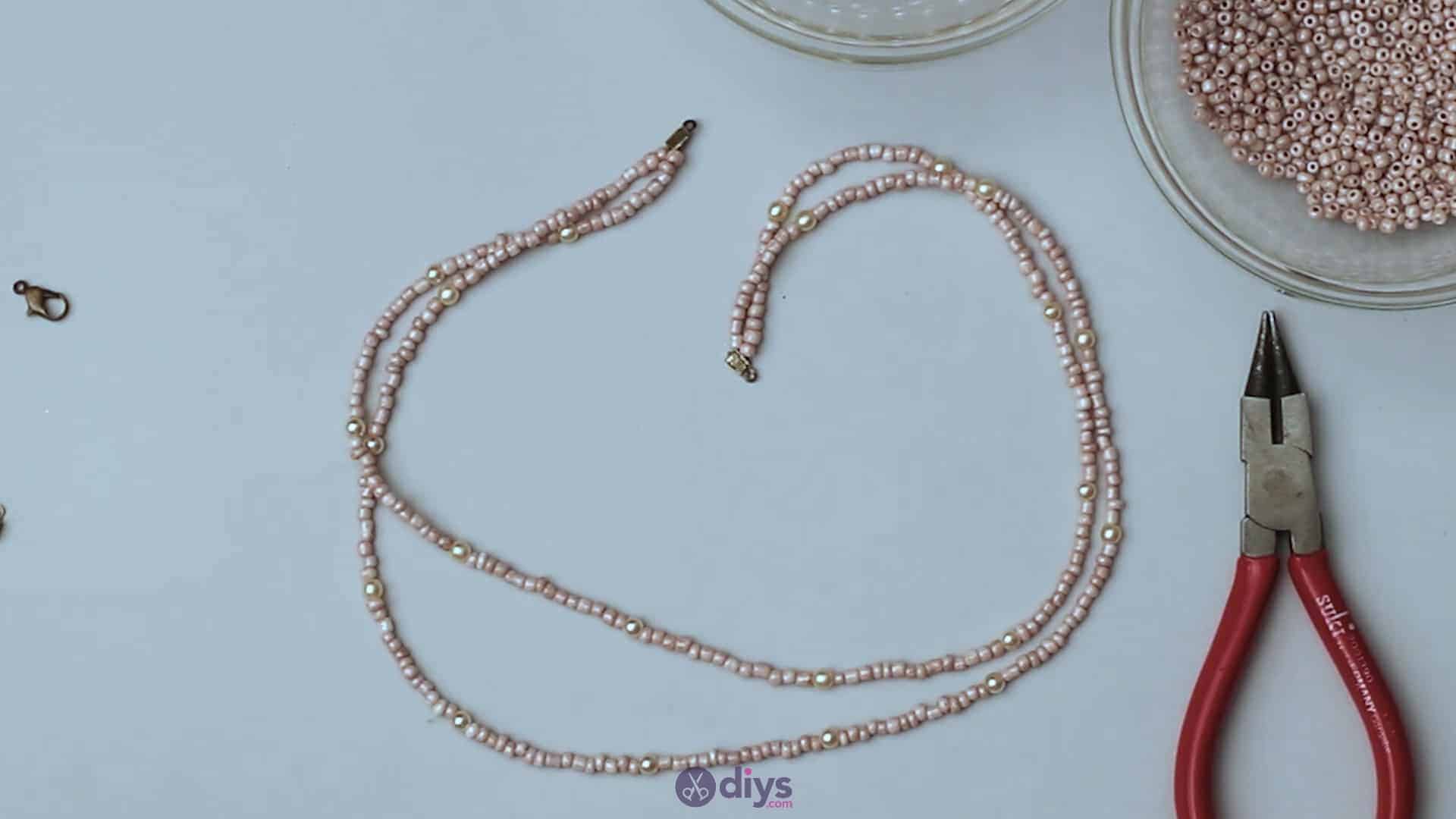 Seed bead multi strand necklace step 3k