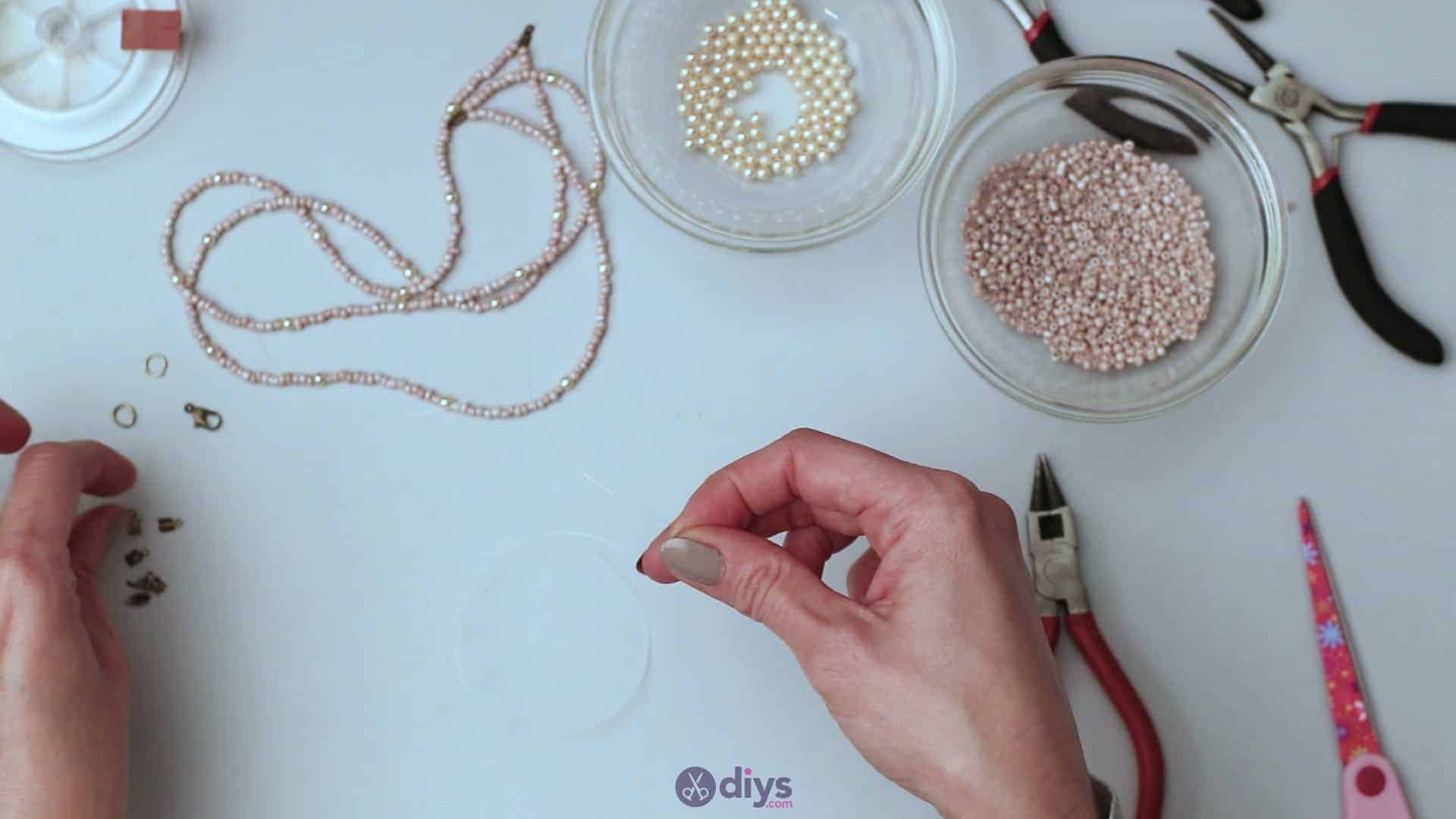 Seed bead multi strand necklace step 4