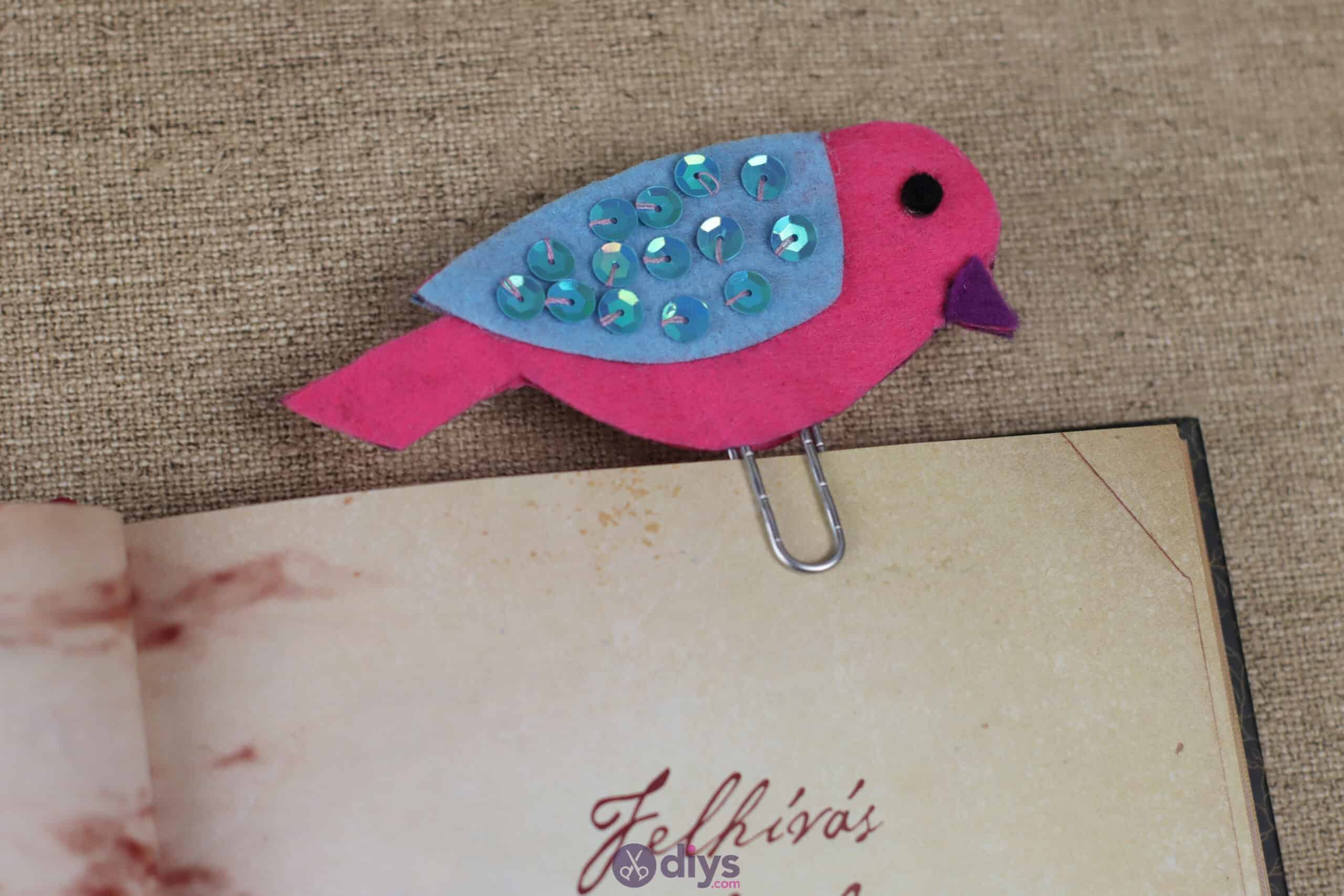 Sequinned felt bird bookmark