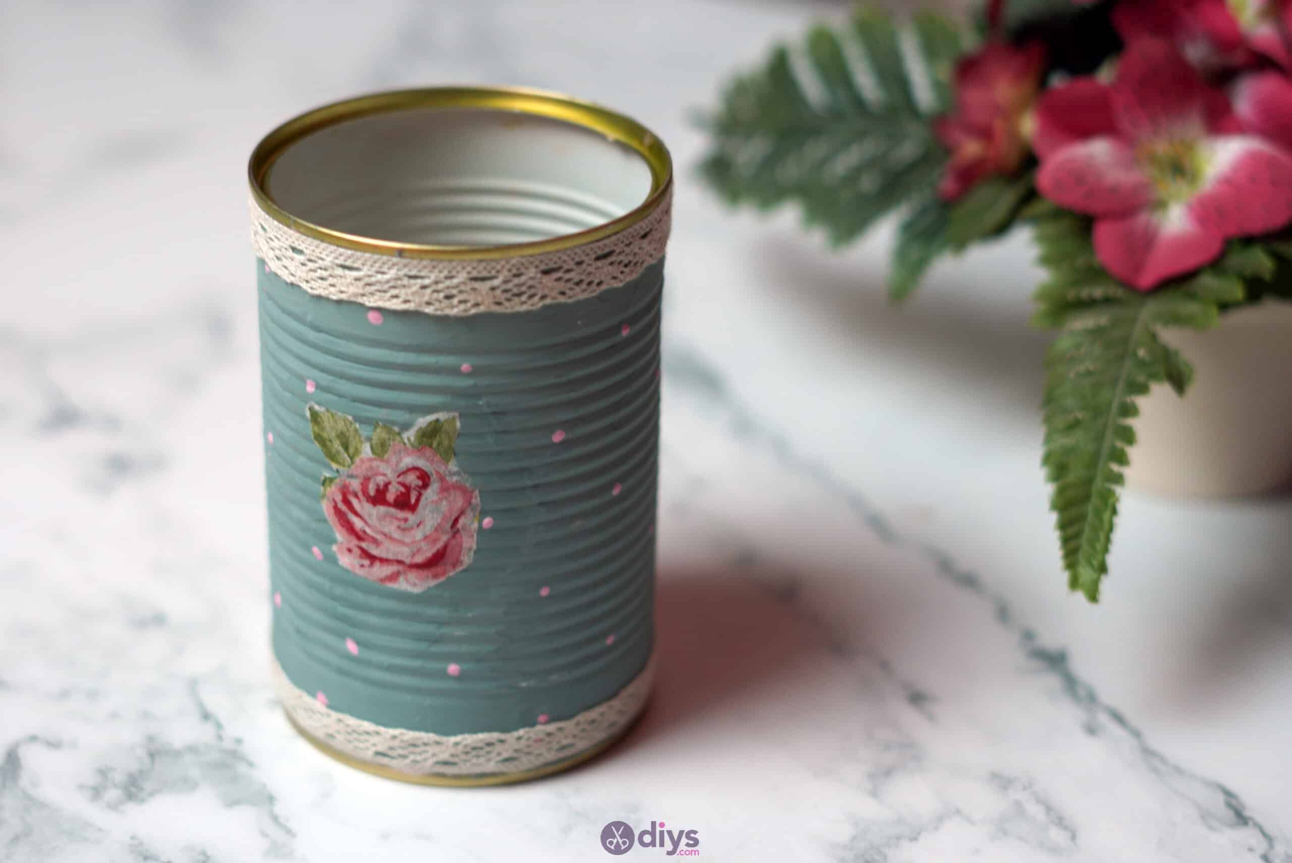 Vintage rose tin can repurpose