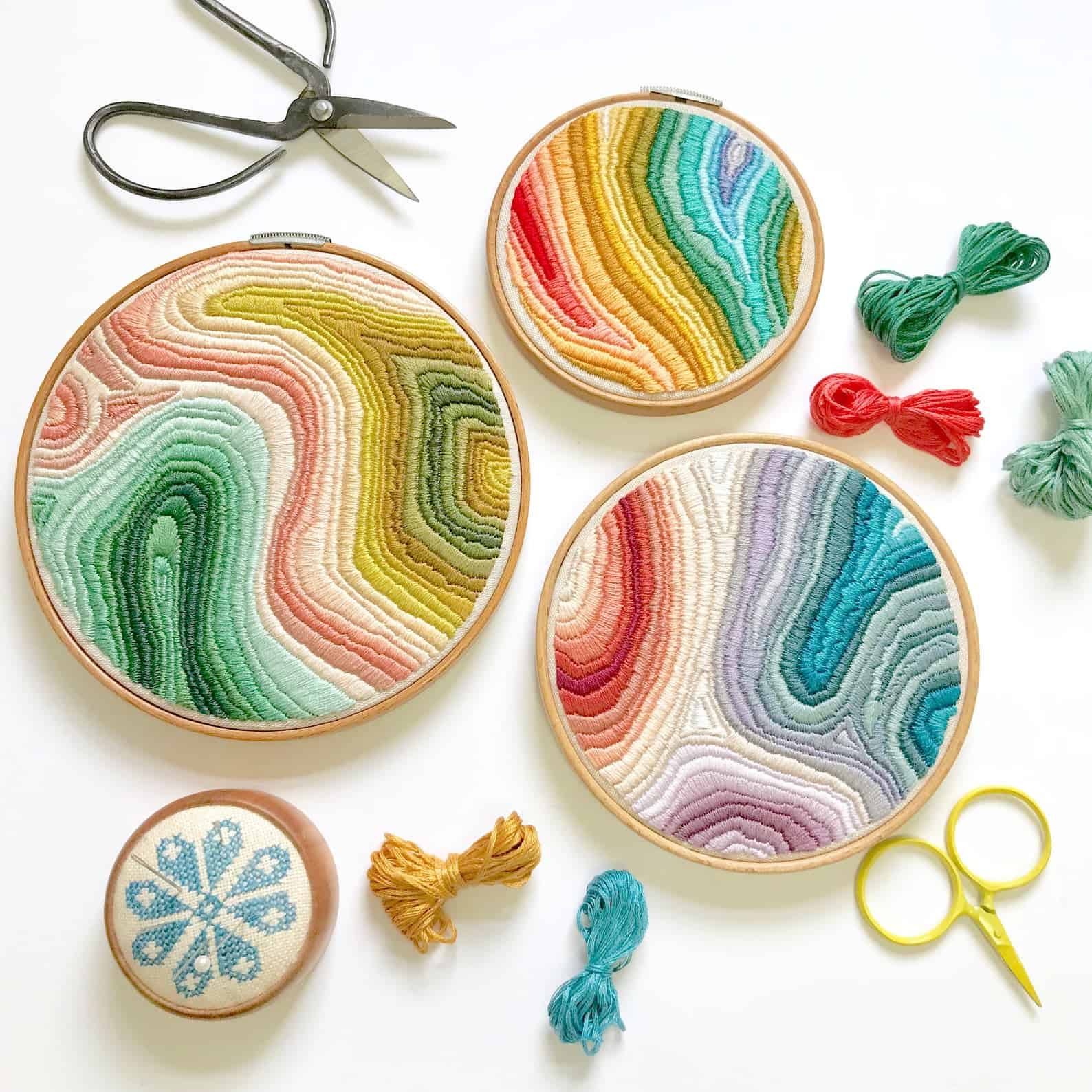 Colorful marble embroidery