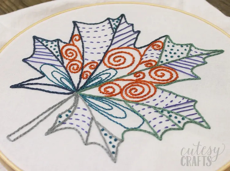 Cutesycrafts fall leaf free embroidery pattern