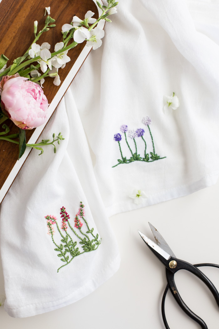 flower embroidery designs for dishtowels