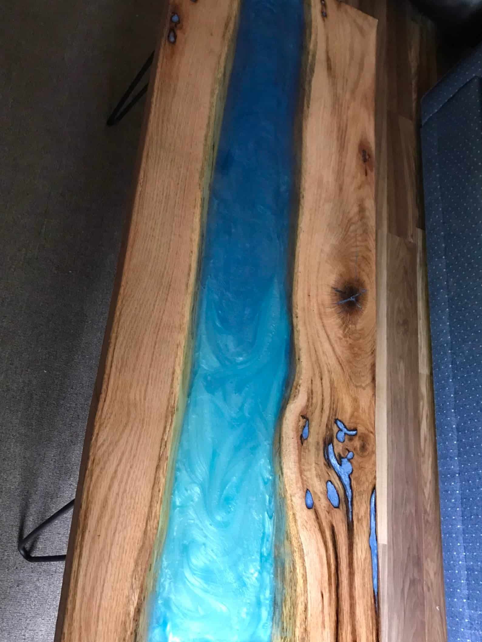 Live edge epoxy river table with custom sizes