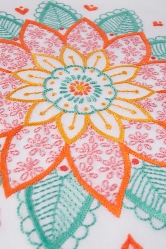 mandala embroidered flowers