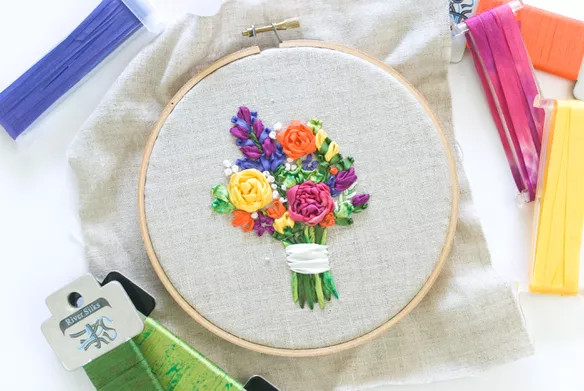 embroidered flowers pattern