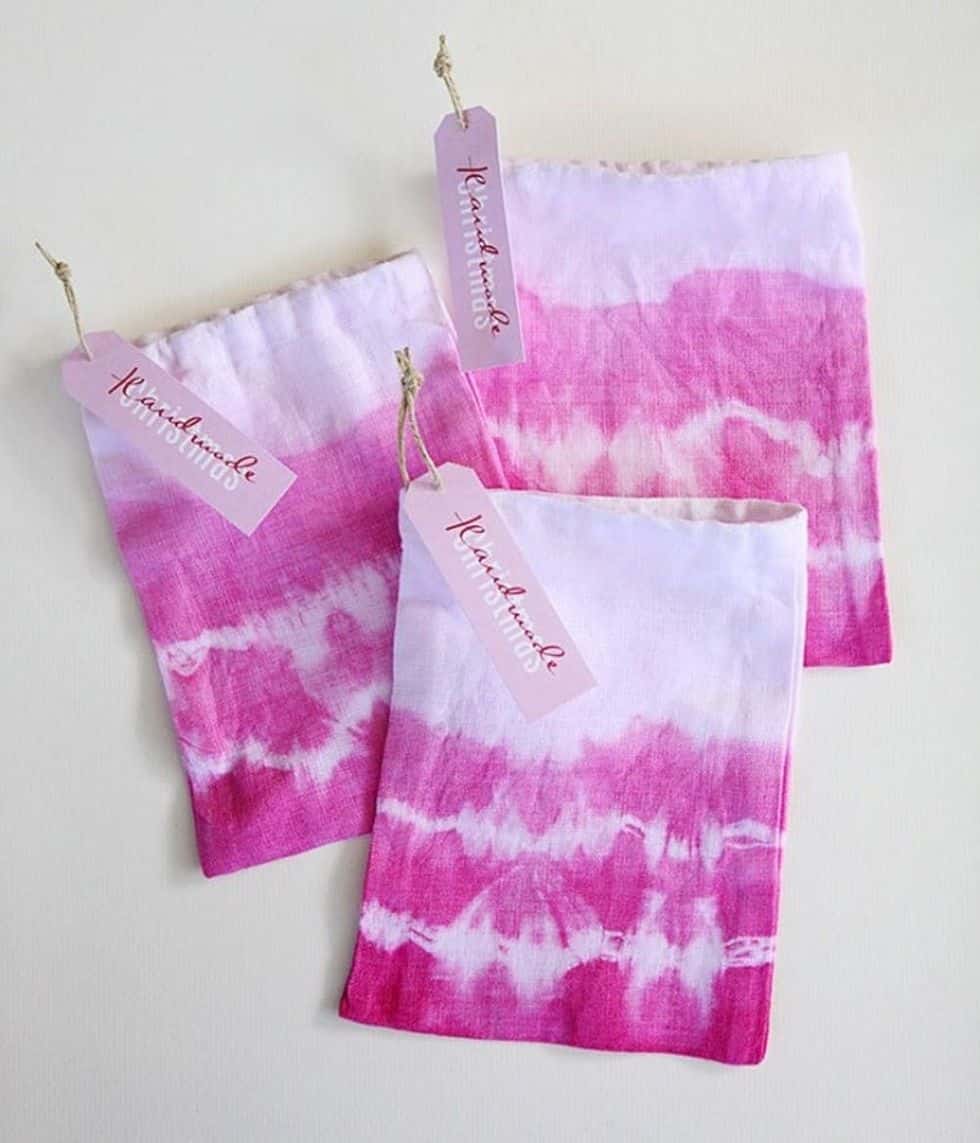 Tie dye gift bags sewing projects