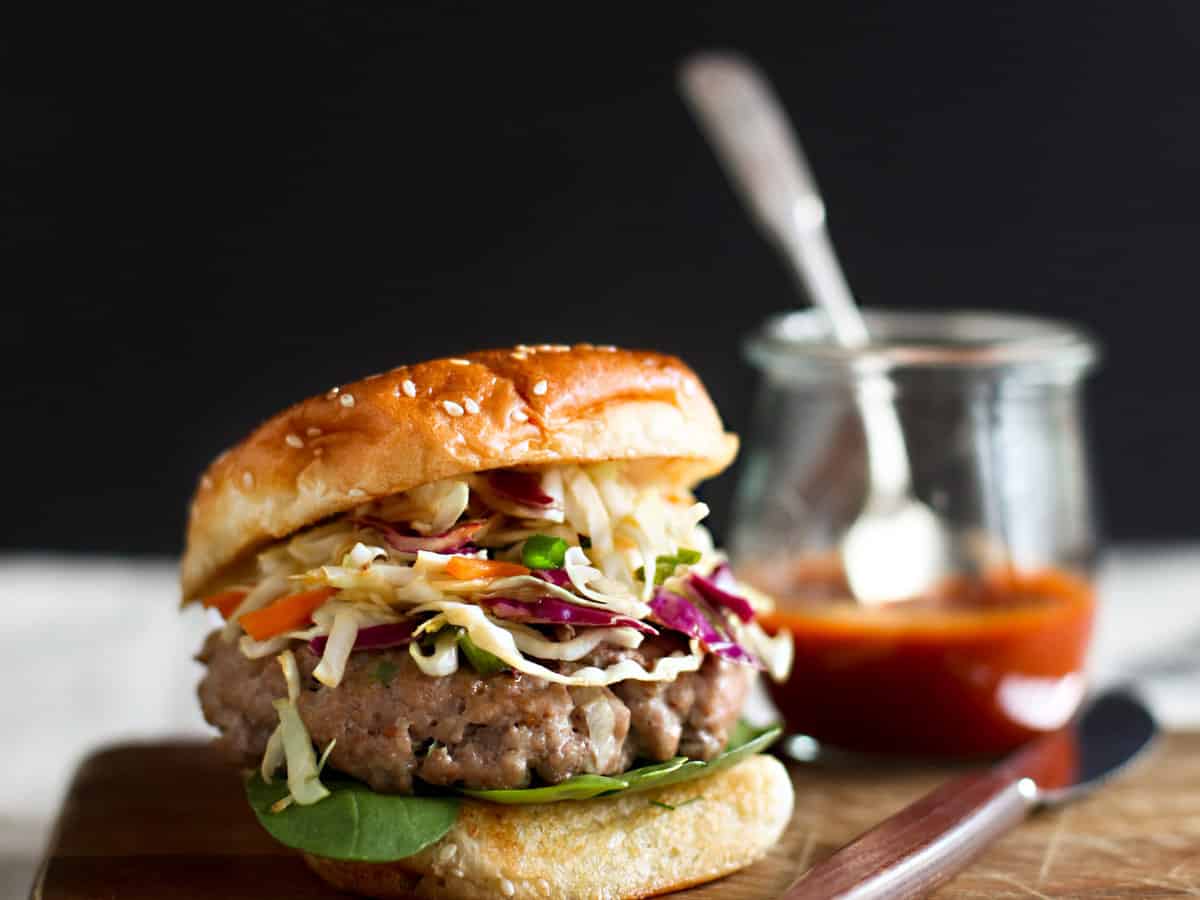 Asian style pork burgers