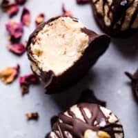 Chocolate dipped coconut caramel macaroons