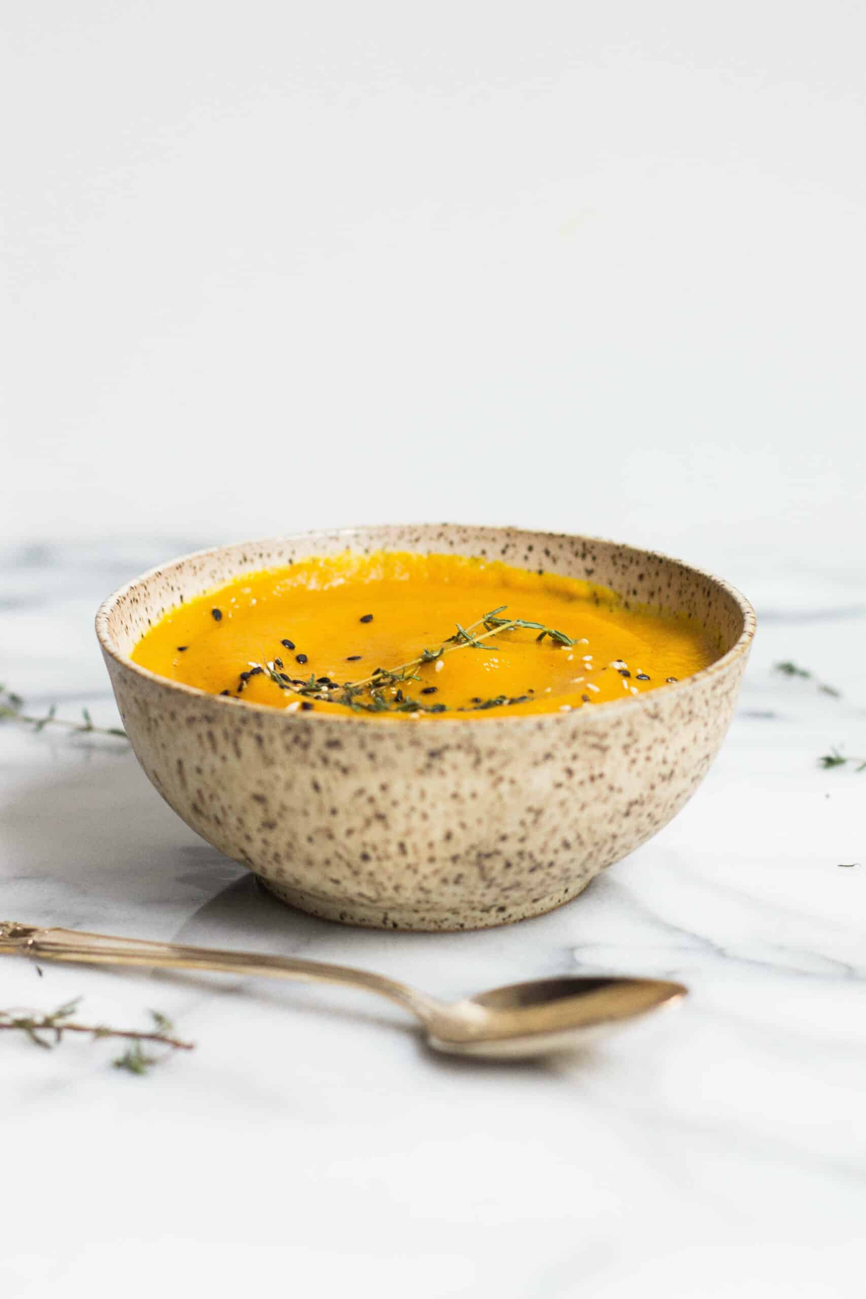 Creamy squash, pear, and ginger soup