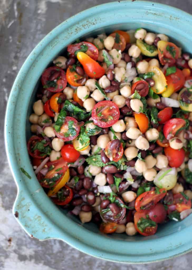 Middle eastern chickpea and black bean salad