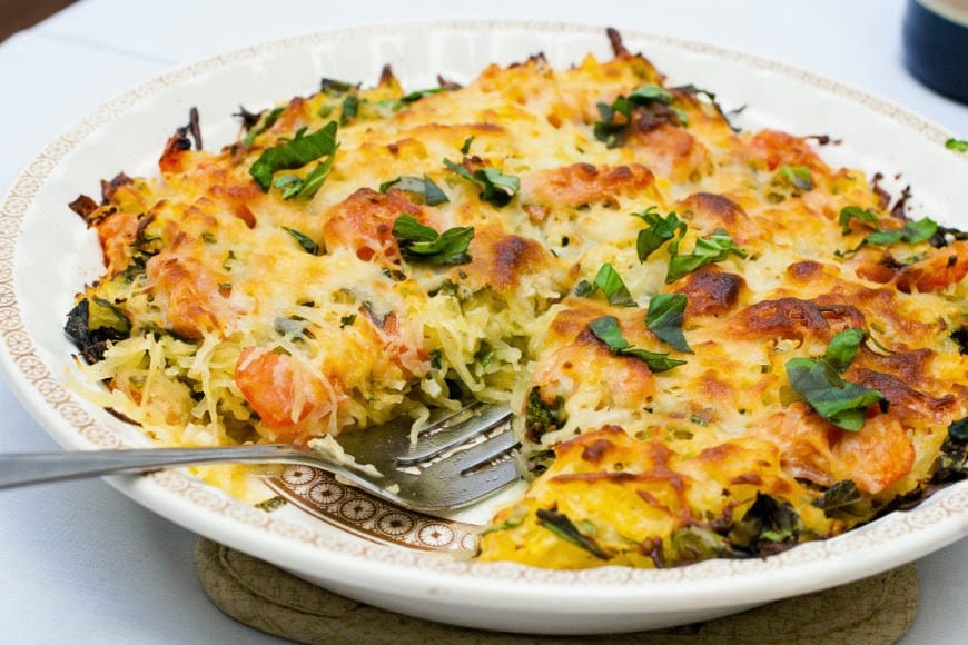 Spaghetti squash caprese bake