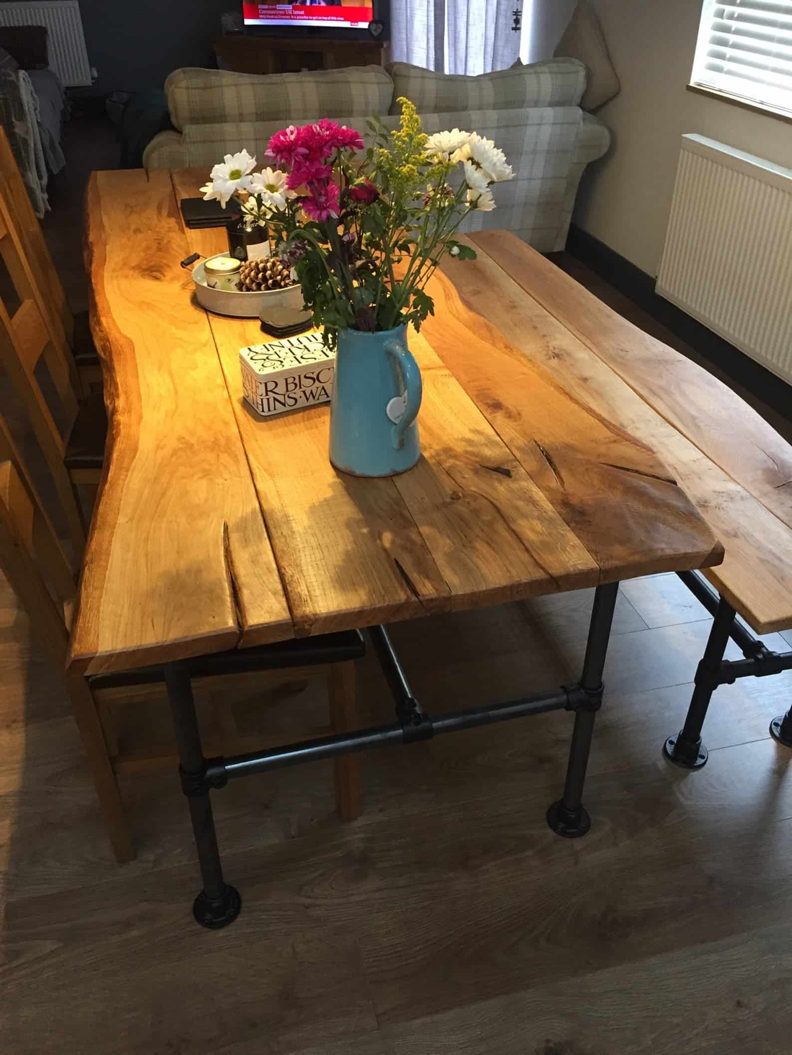 Steel tube handcrafted live edge table