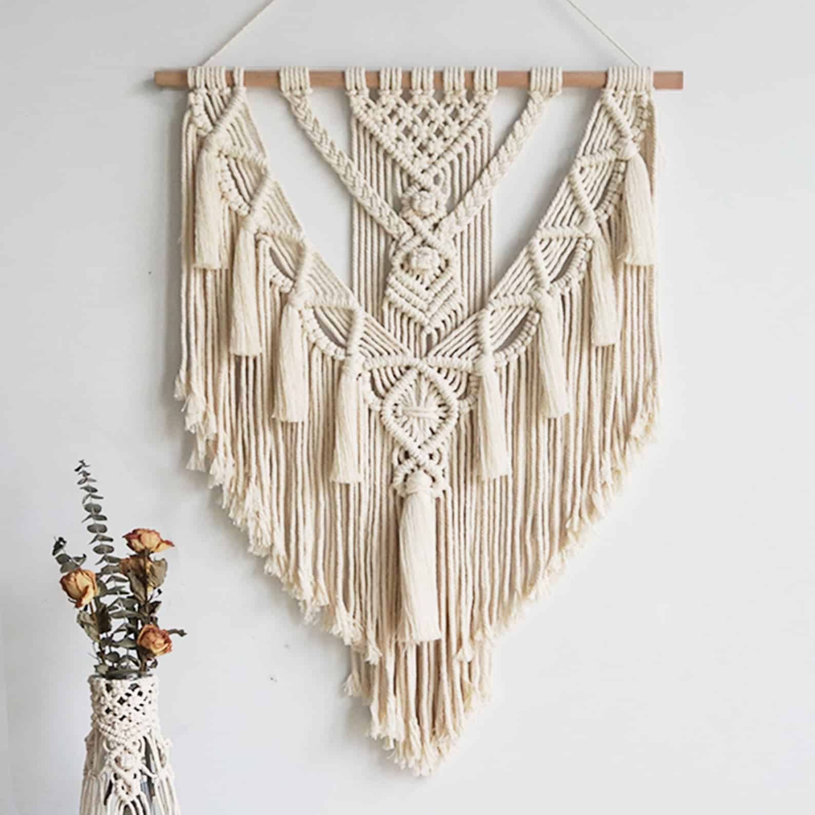 Macrame wall hanging with tassels