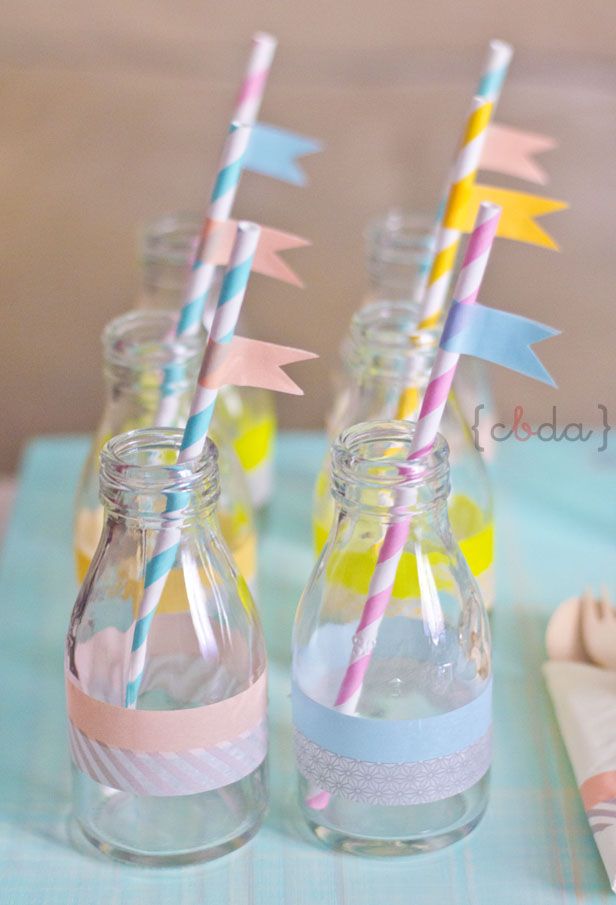 Washi tape straws and bottles