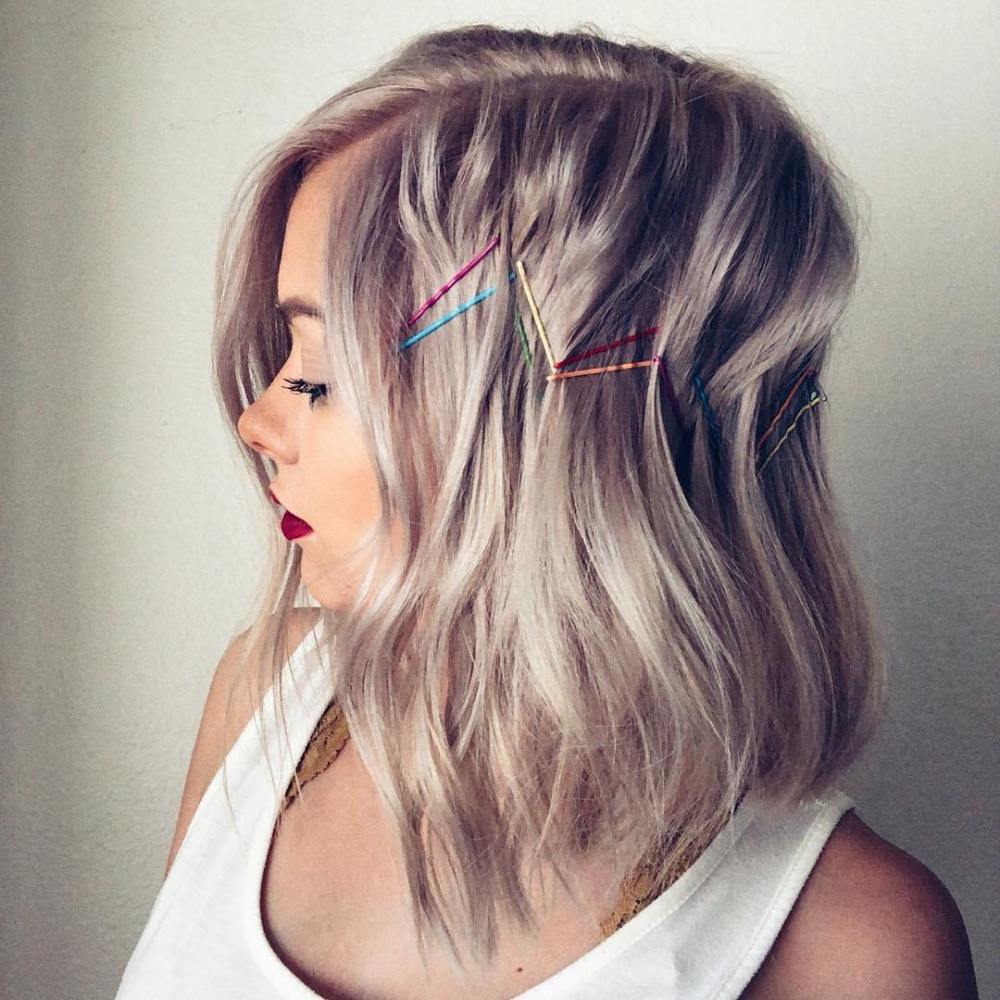 Festival hair with colored bobby pins