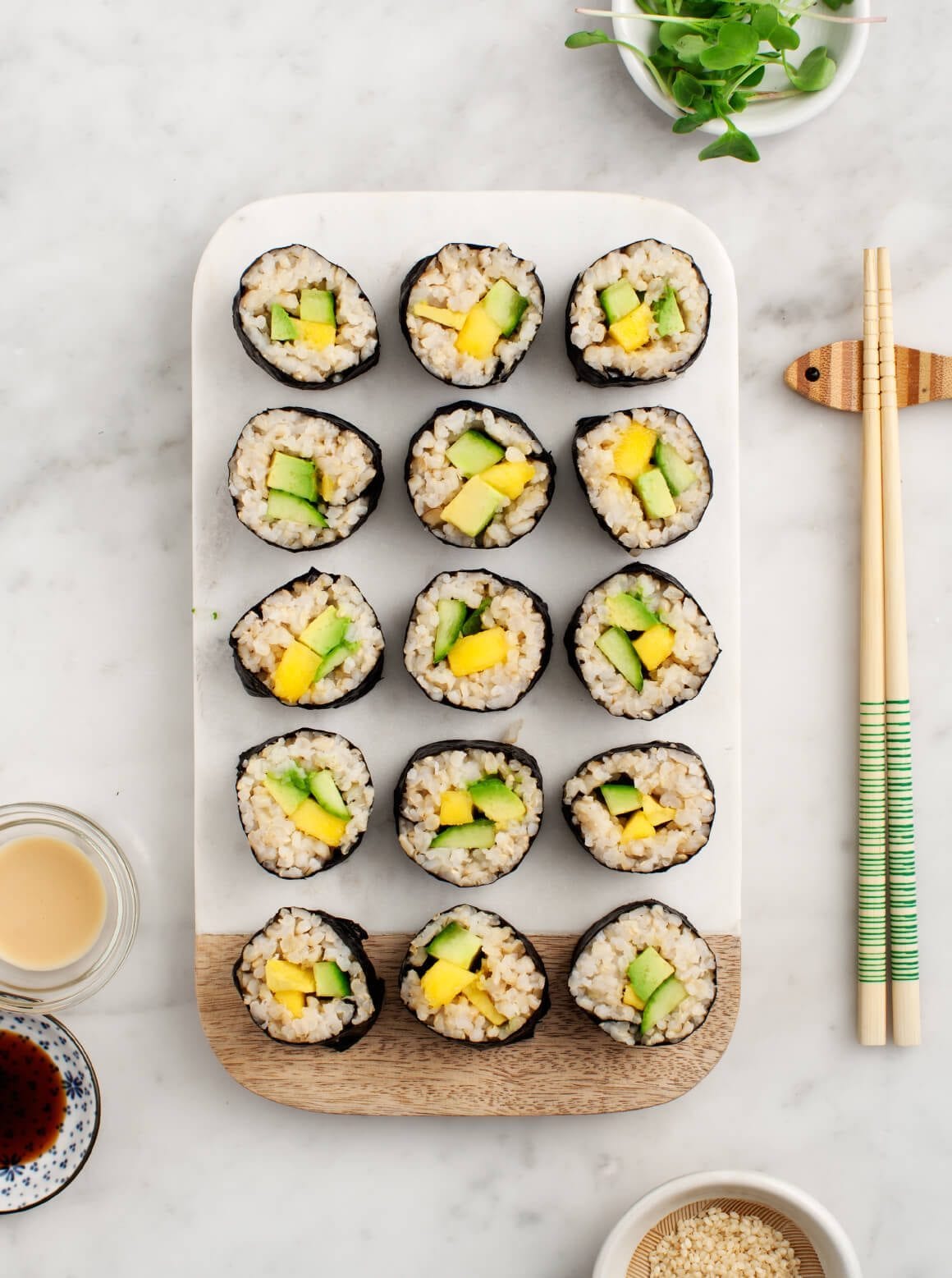 Avocado cucumber sushi roll