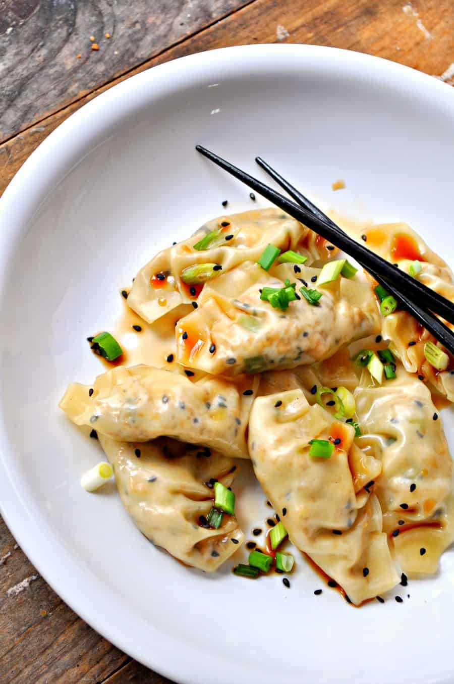Vegan sesame tofu dumplings