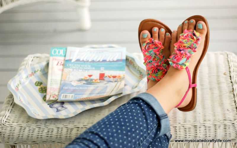Easy diy floral summer sandals