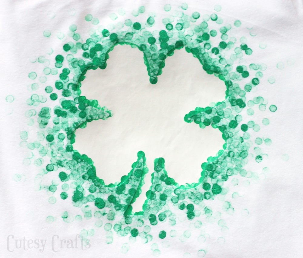St. Patrick's Day Crafts for Preschoolers - Eraser Stamped St Patrick's Day Shirt