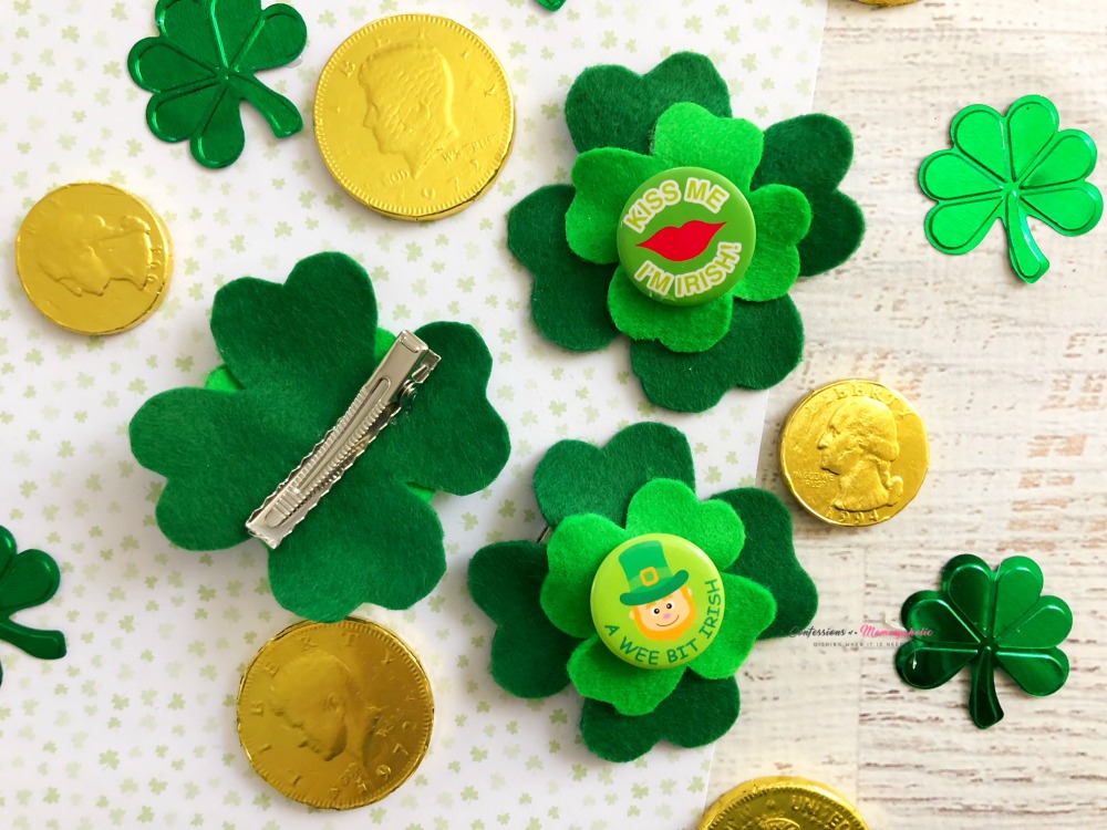 St. Patrick's Day Crafts for Kids - Four Leaf Clover Hair Clips