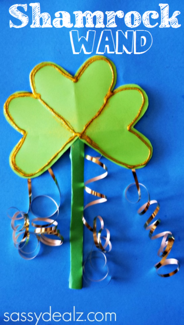 St. Patrick's Day Crafts for Preschoolers - Shamrock Wand Craft