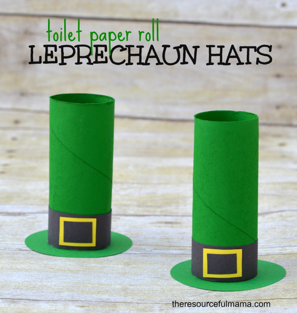 St patrick's day crafts for toddlers toilet paper roll leprechaun hats