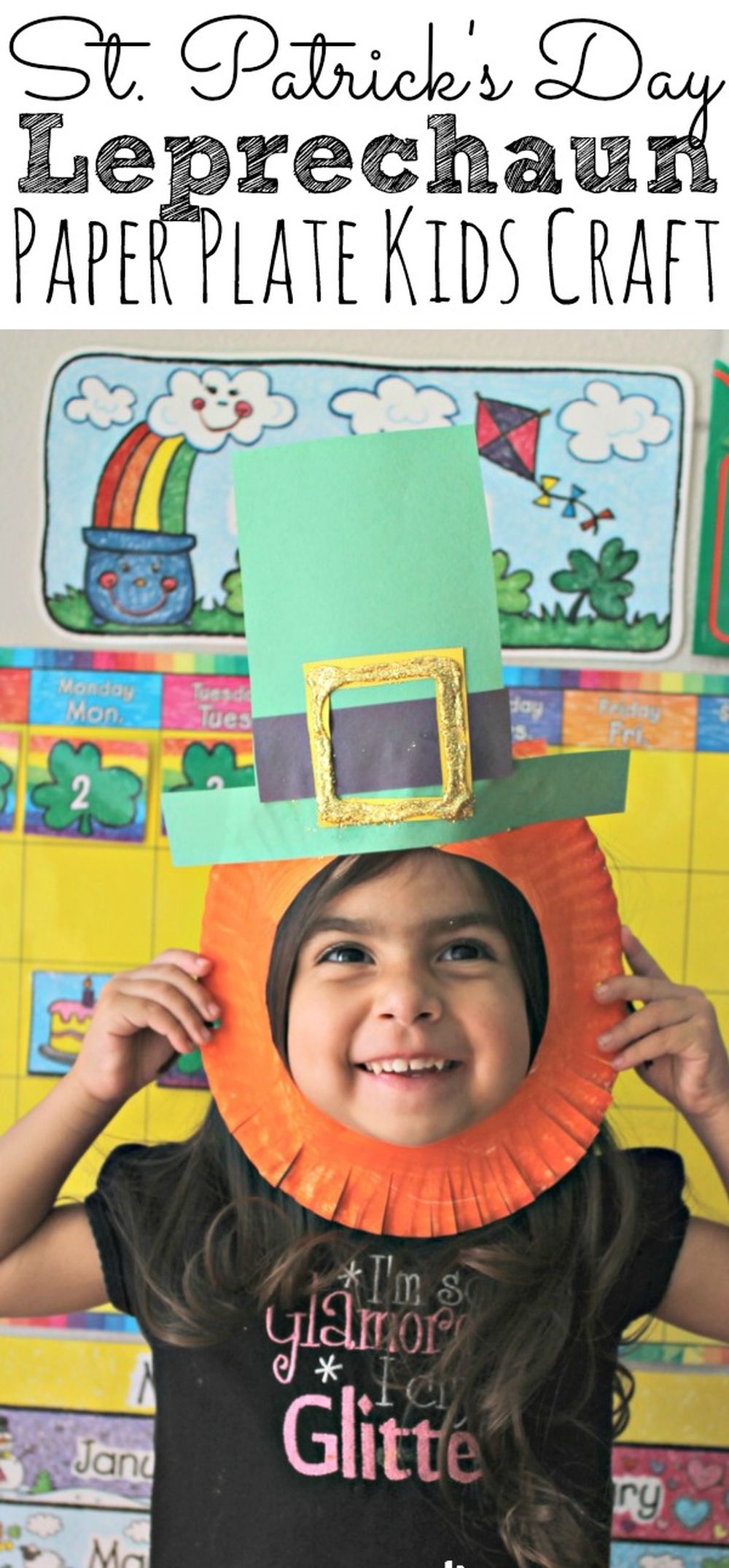 St patricks day toddler crafts paper plate leprechaun mask
