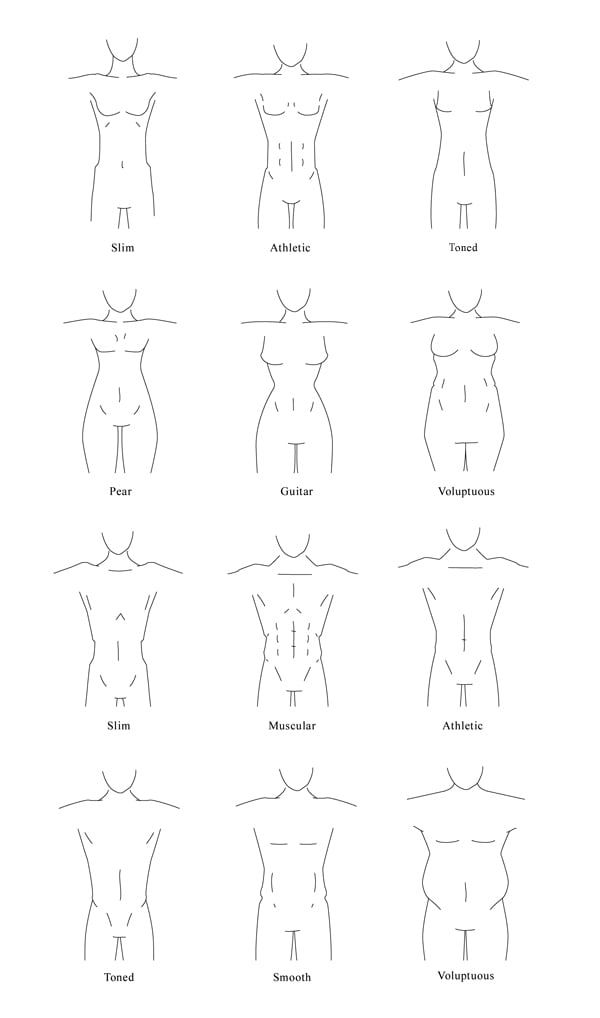 Male and female body drawings