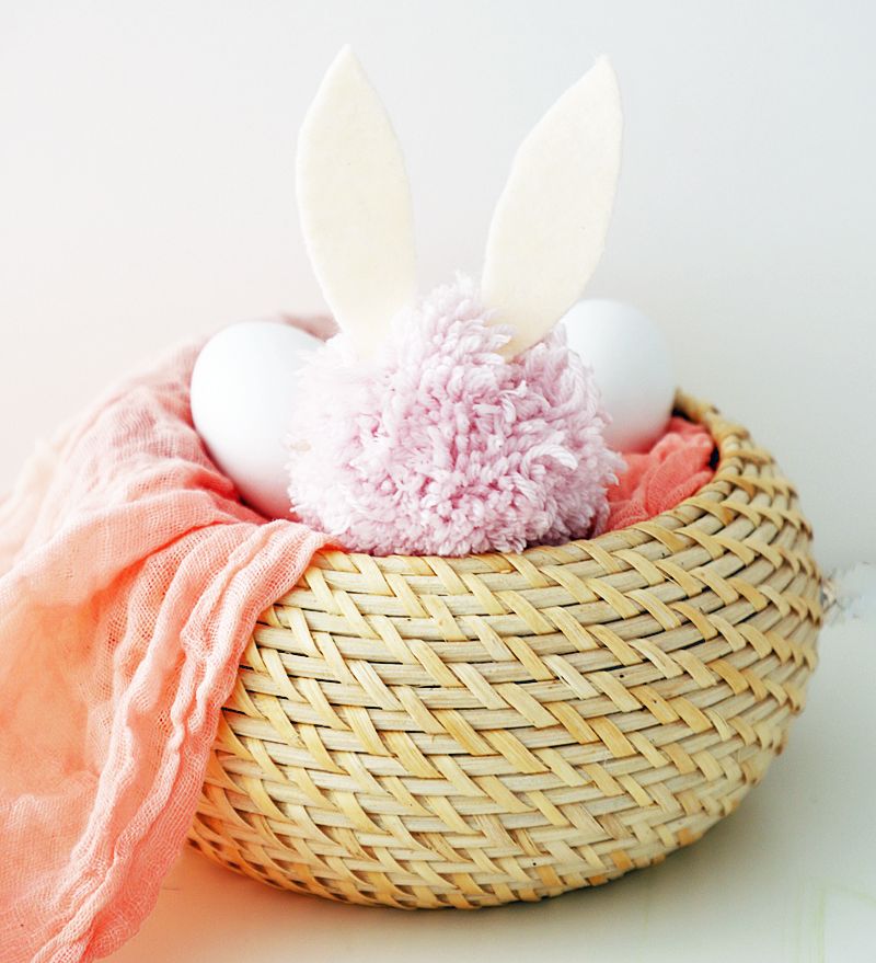 Pom-Pom Bunnies - Easter Basket Craft Ideas
