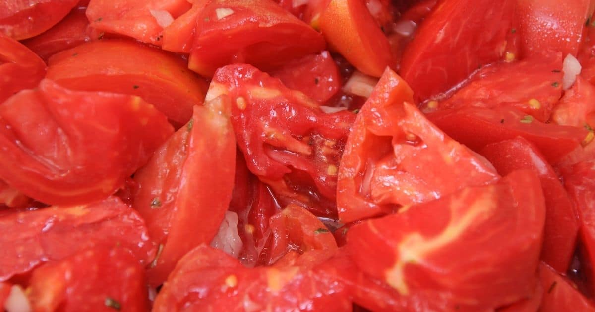 Frozen chopped tomatoes for stews and soups