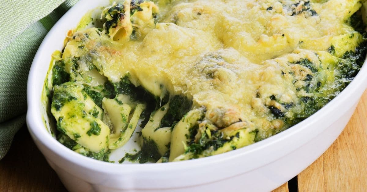 A casserole made with leftover spinach