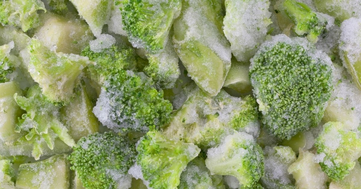 Frozen broccoli florets.