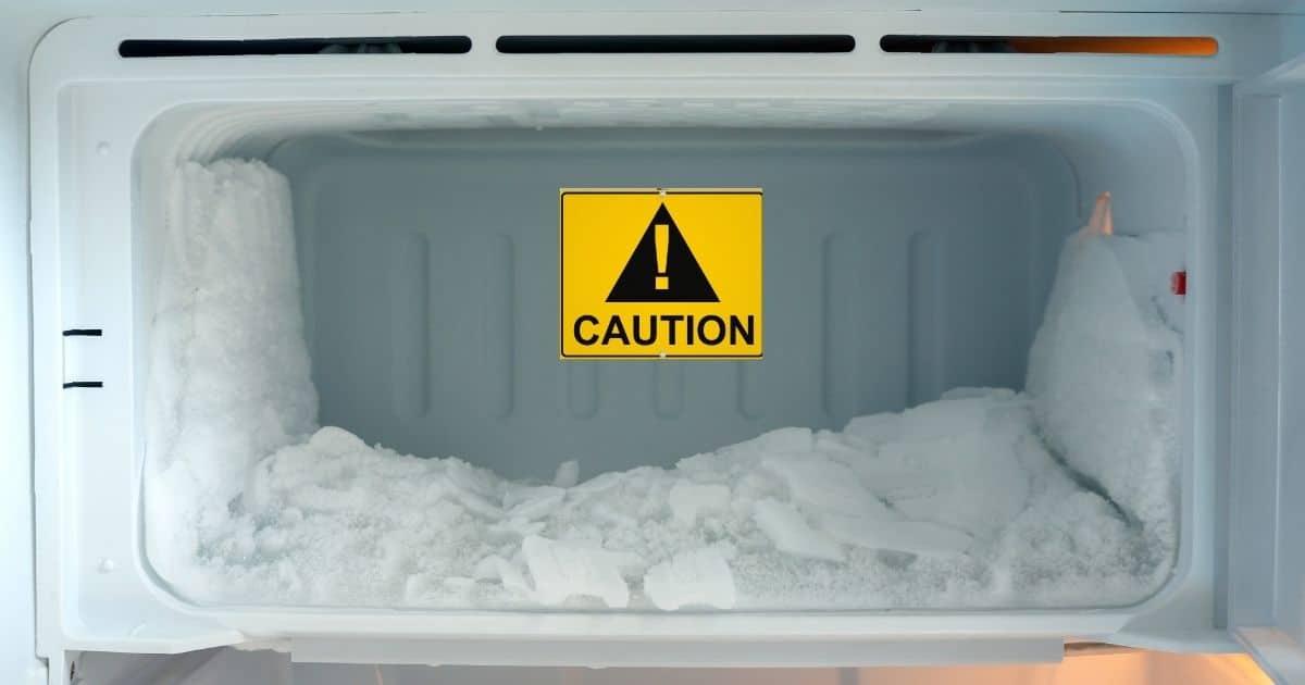 European freezer filled with ice