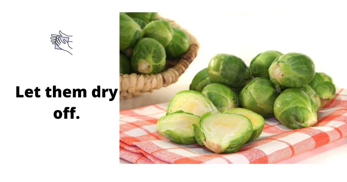 Brussel sprouts on a dishcloth