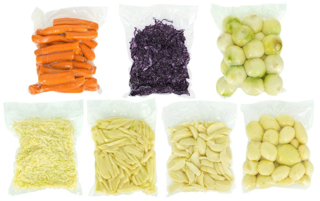 A picture of vacuum sealed vegetables