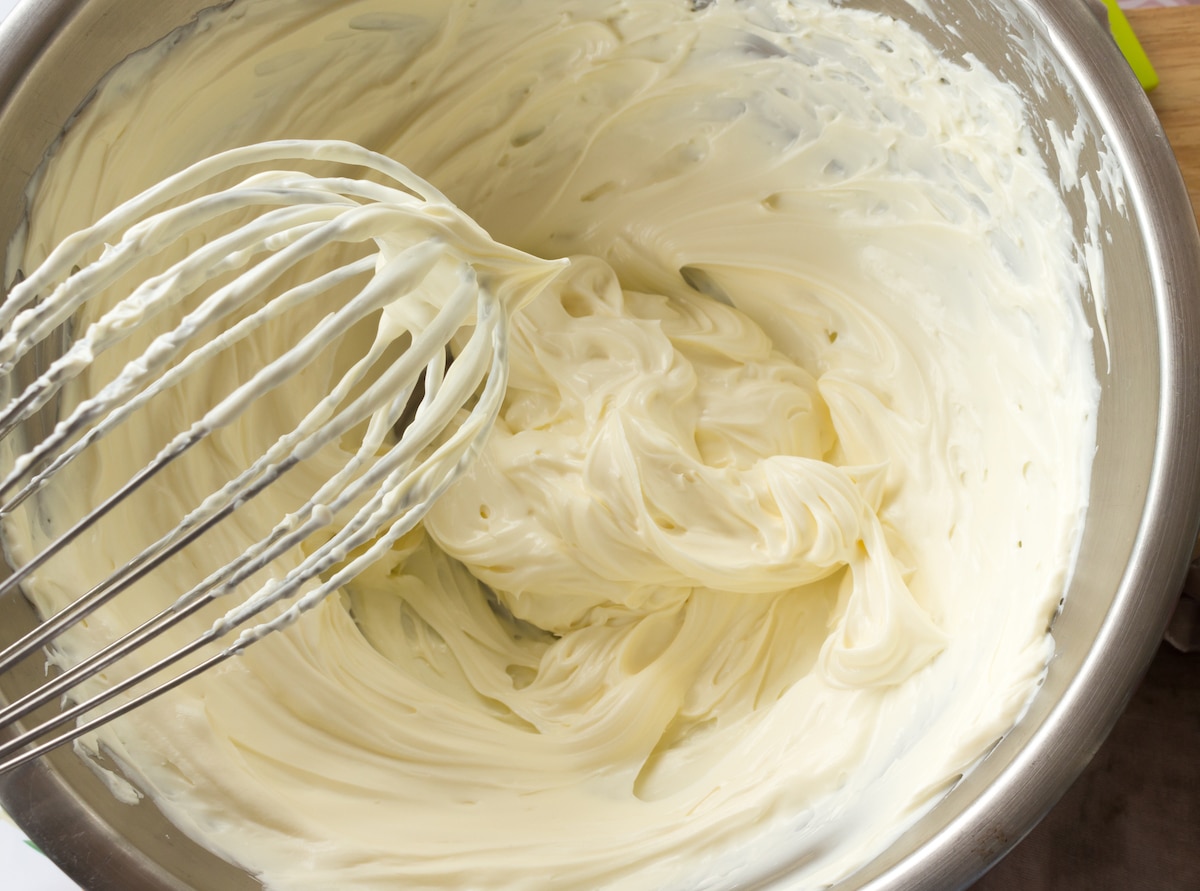 a picture of creame cheese being whisked