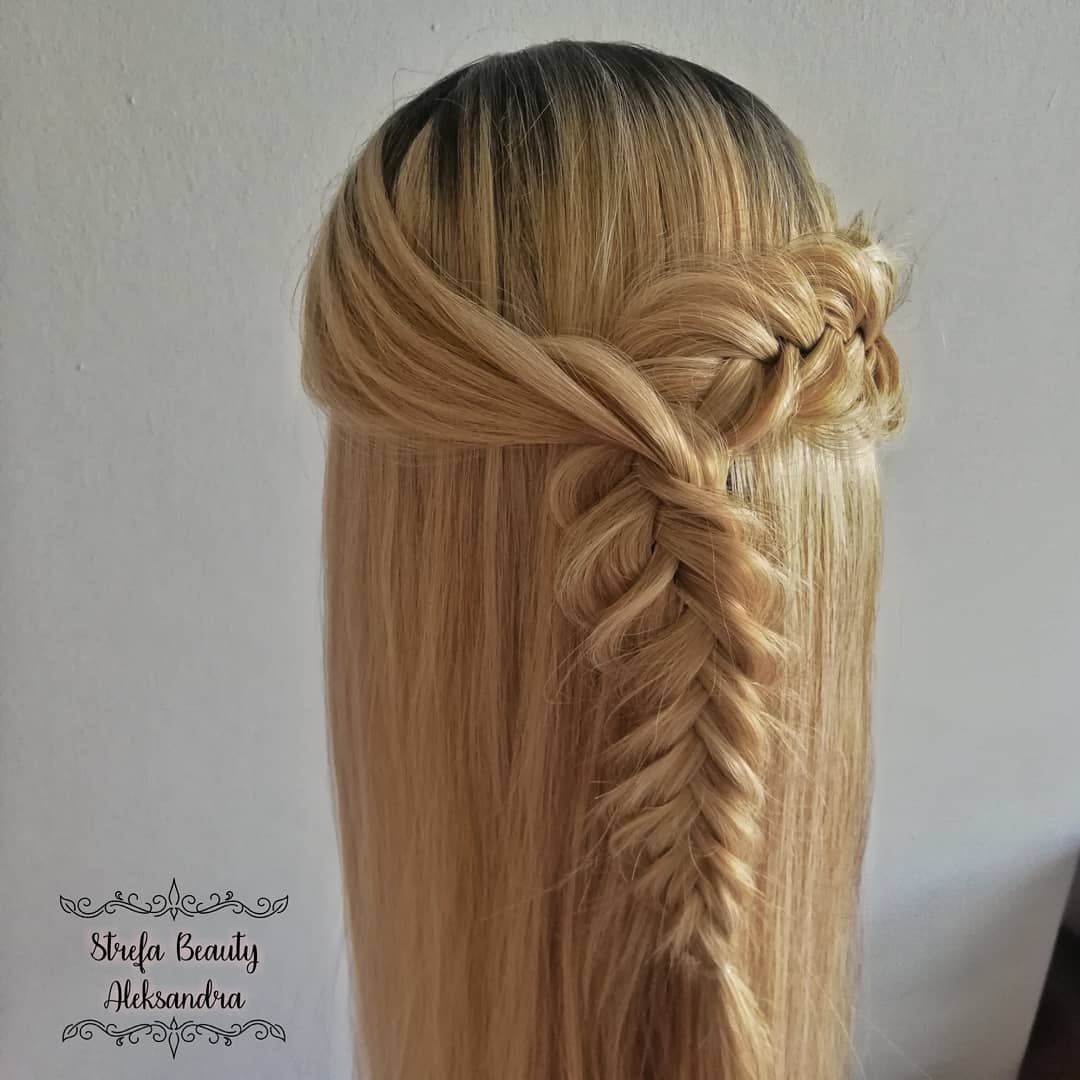 Half up fishtail braid