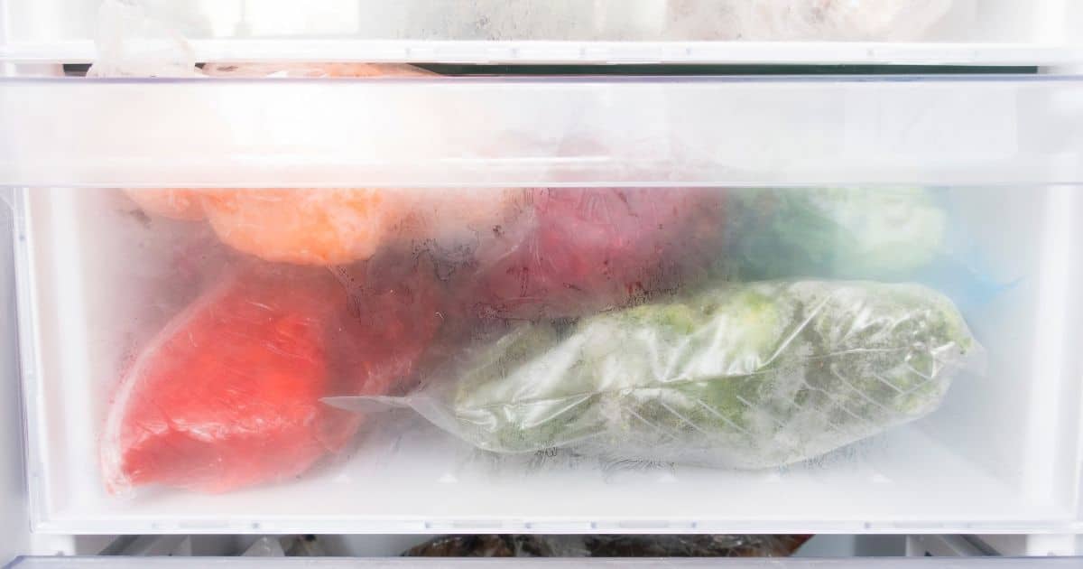 Cabbage in plastic bags and in the freezer