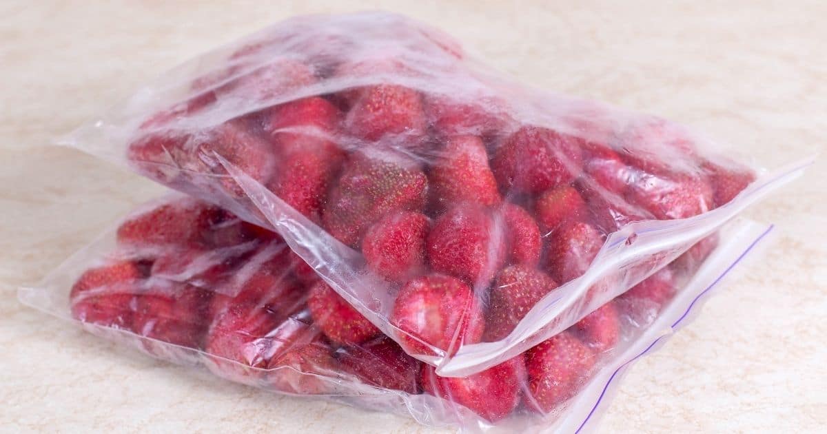 Strawberries in a ziploc bag