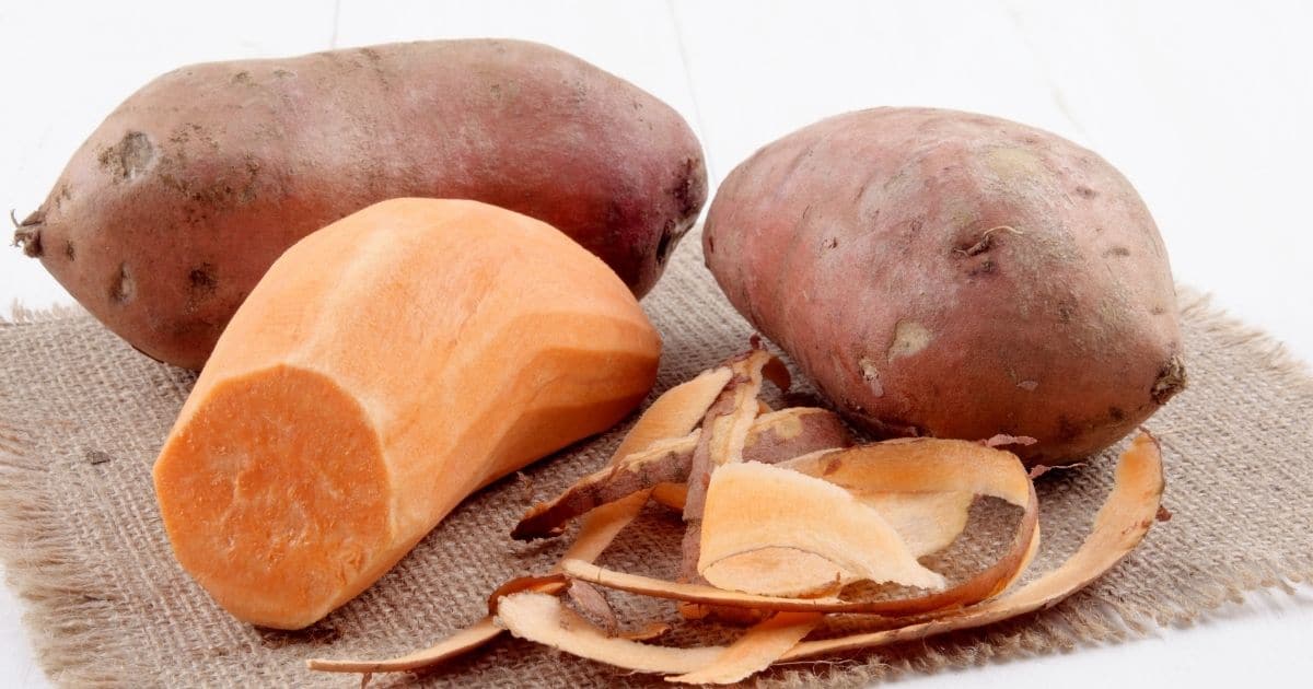 Peeled sweet potatoes