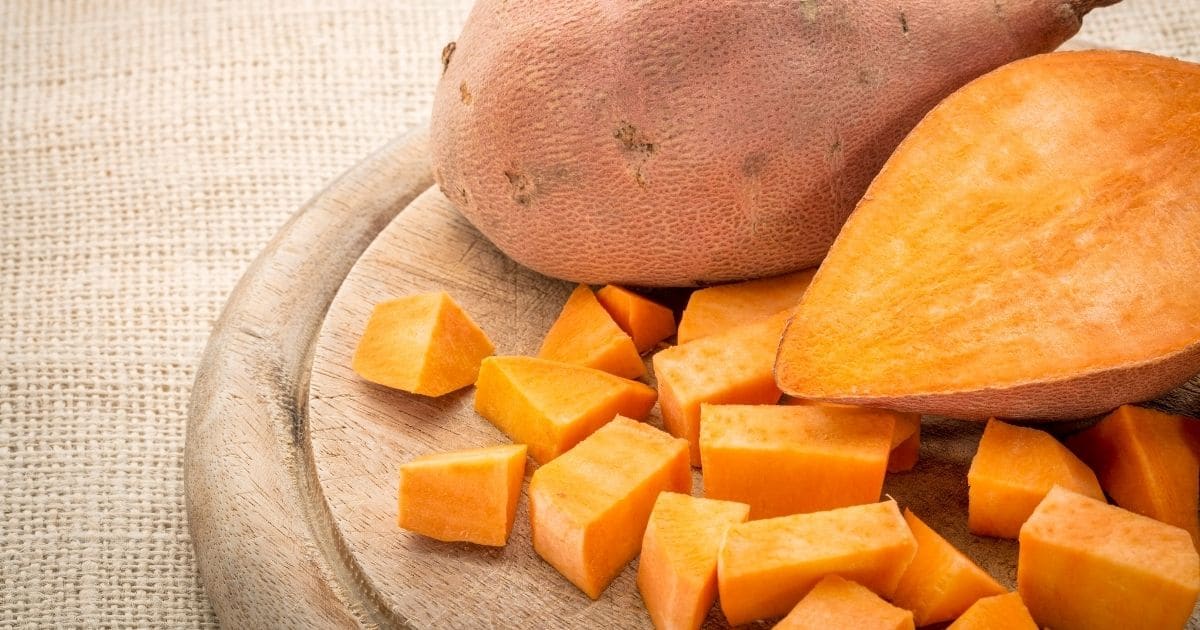 Cubed sweet potatoes