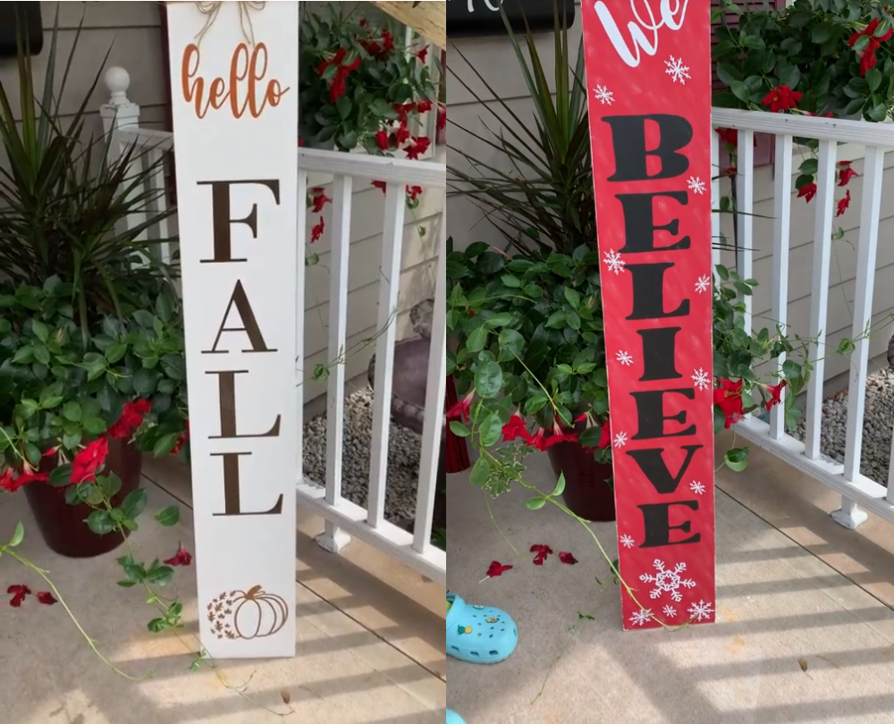 Double sided welcome porch sign