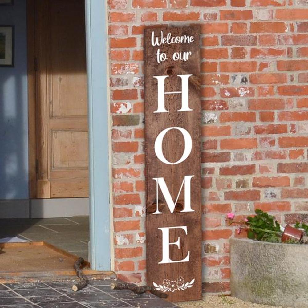 Welcome to our home stencil welcome signs for front porch