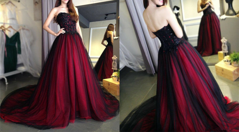 Black and red wedding dress